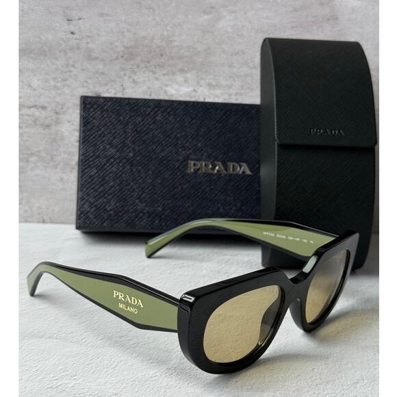 NEW Prada PR D02S Cat Eye Sunglasses in Black Green $390 main image 2